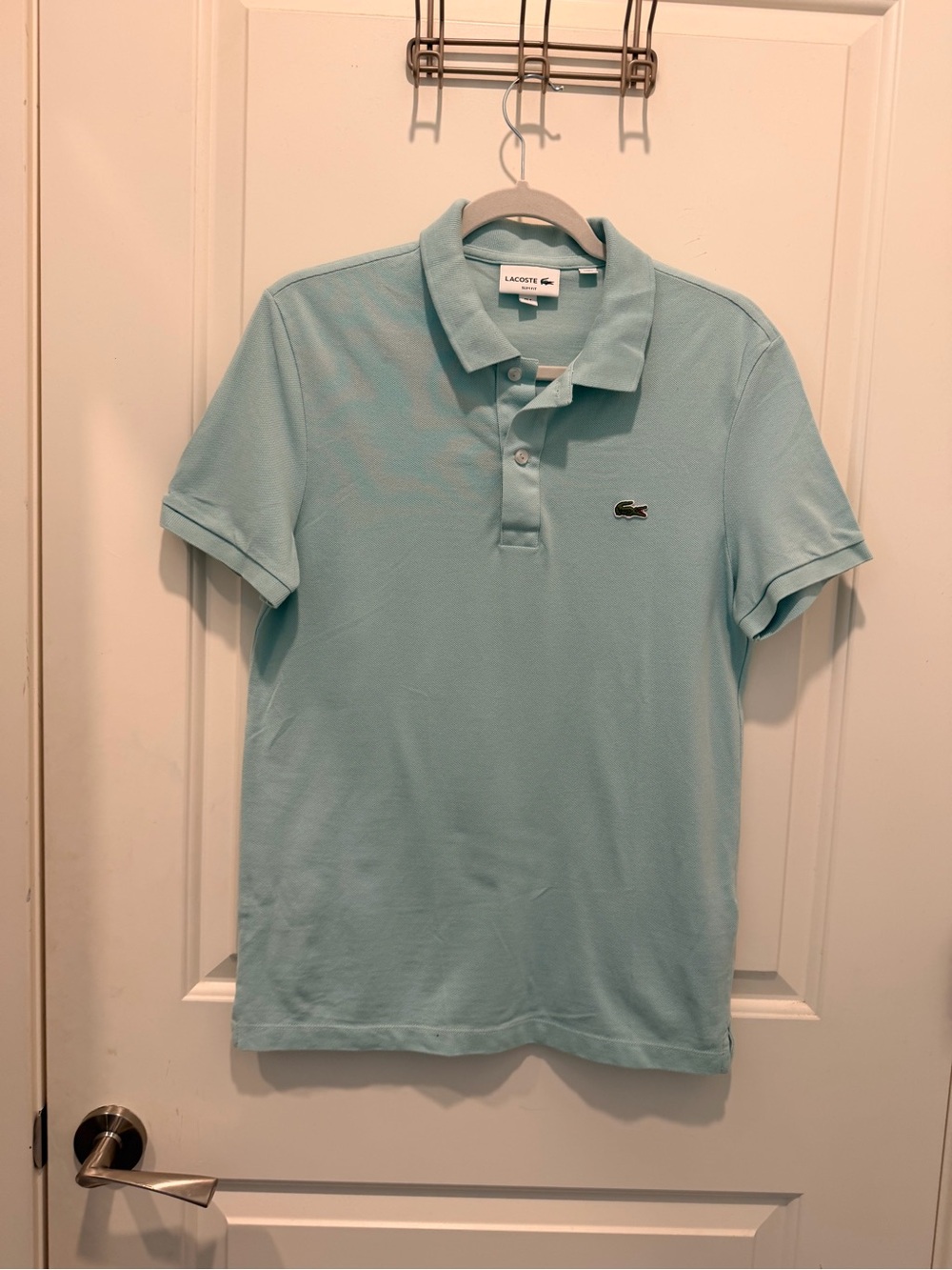 Lacoste Men's Slim Fit Light Blue Short Sleeve Pique Polo
Shirt US M